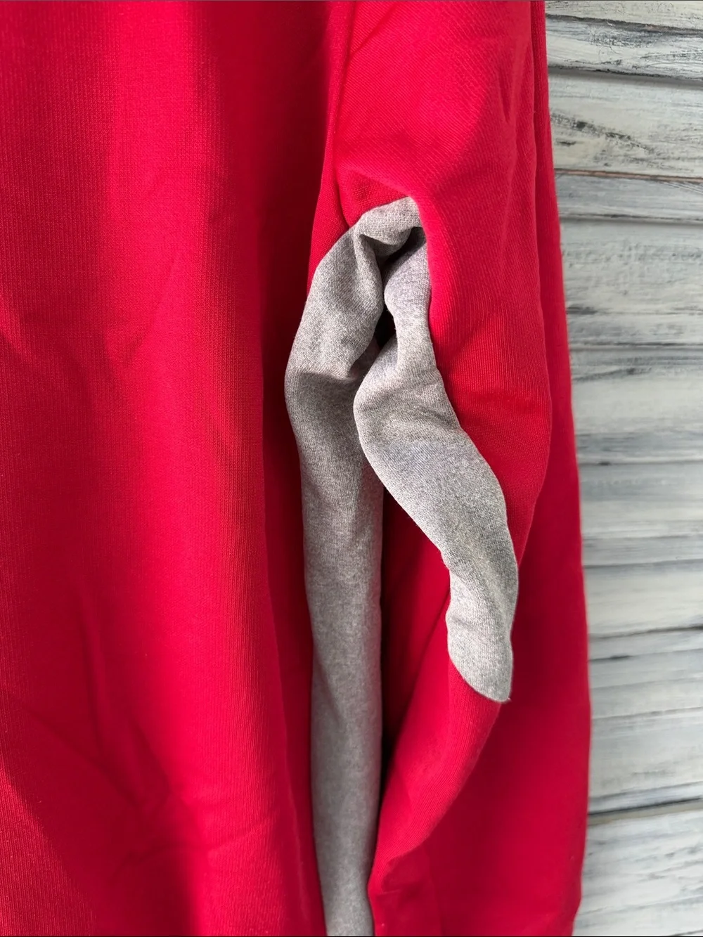 Nike Red Therma Fit Hoodie with Gray Accents and Silver Swoosh Size Small
